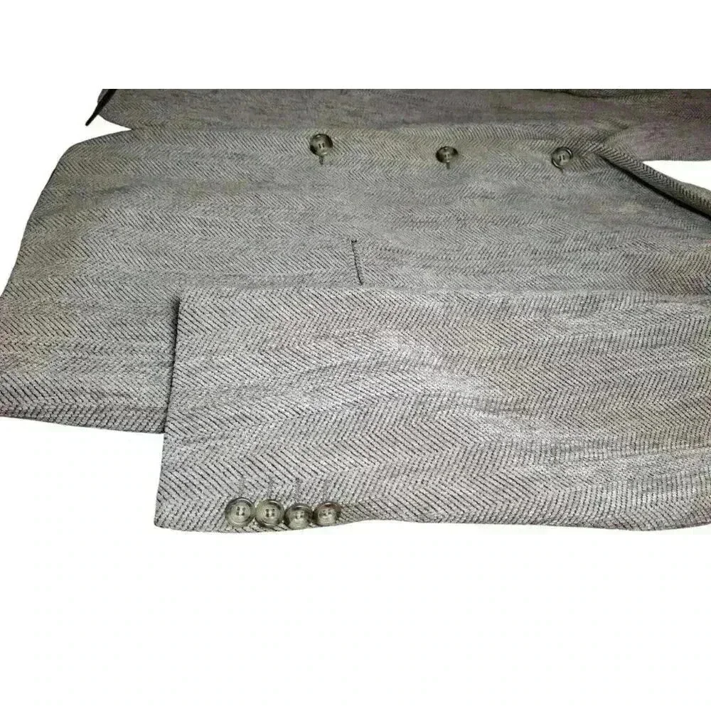 Hugo Boss Blazer Men's 40R Gray Brown Chevron Wool Sports Coat Jacket Made USA
